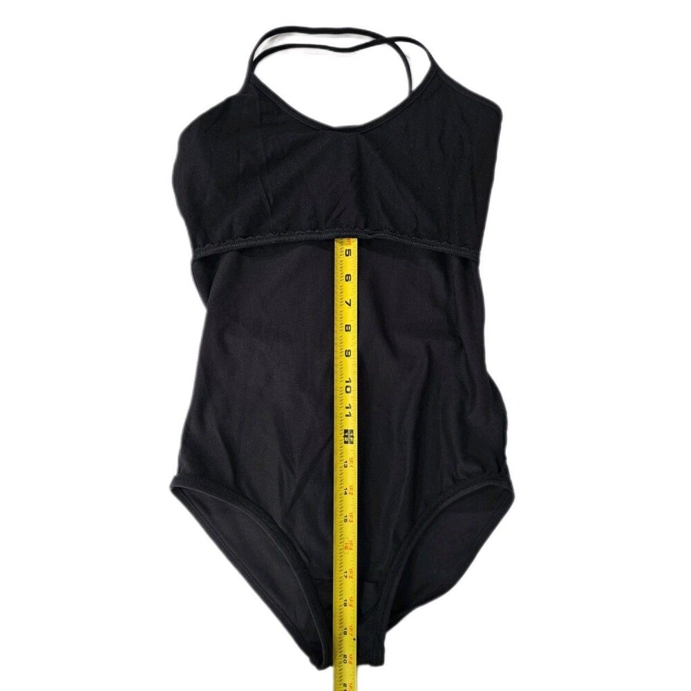 Aja VTG Open Back Cutout Crossback Strappy Tank Leotard Black Mesh Panel Size S - Picture 13 of 16